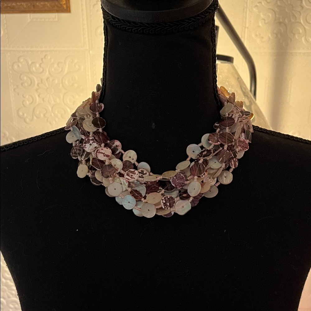 Chic Beaded Necklace with Purple and Cream Accents